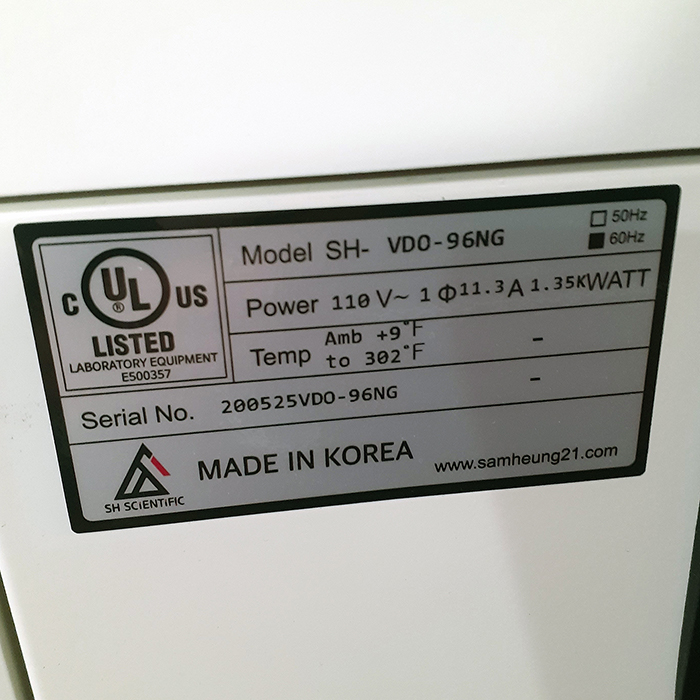 vacuum oven label